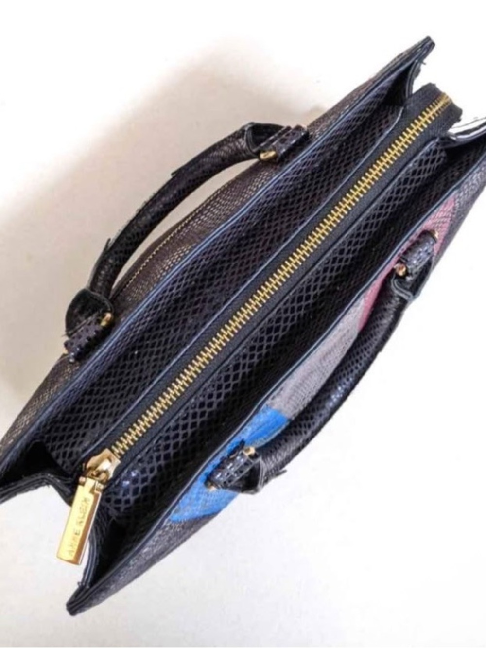 Anne Klein Striped Snake-Embossed Handbag - Picture 4 of 6